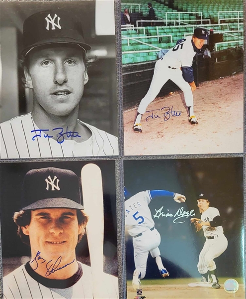 4 New York Yankees Signed 8x10 Photos - Thomasson,Doyle,& 2 Jim Beattie