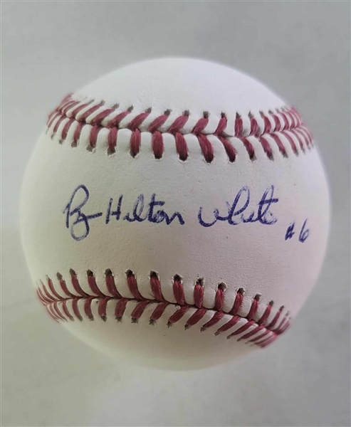 NEW YORK YANKEES ROY HILTON WHITE SIGNED FULL NAME BASEBALL