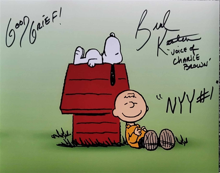 Peanuts 8x10 Photo Signed By The Voice Of Charlie Brown Brad Kesten With The Inscriptions Good Grief,NYY #1 