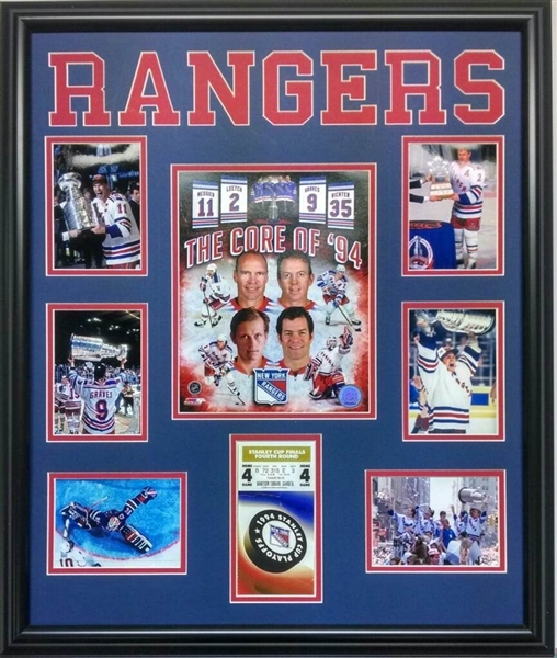 New York Rangers 1994 Stanley Cup Core Four Unsigned Collage Framed 22"x 27"