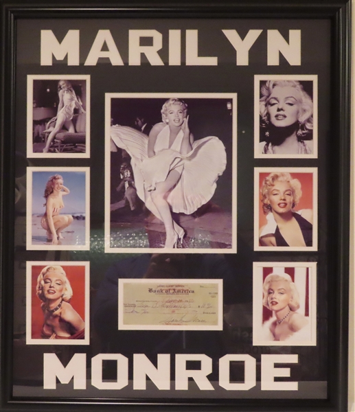 Marilyn Monroe Replica Check Unsigned Framed Collage 22"x 27"