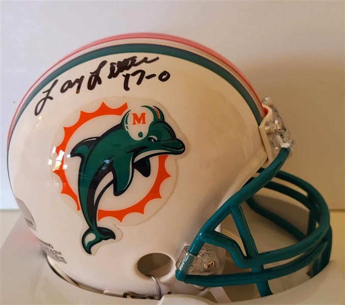 Miami Dolphins Larry Little Signed Replica Mini Helmet 