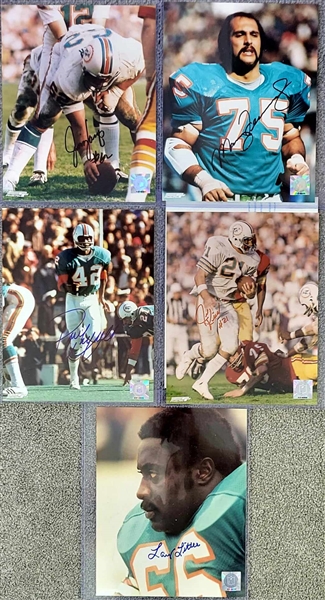 Miami Dolphins Signed 8x10 Lot Of 5 Photos- Jim Kiick, Jim Langer, Manny Fernandez, Paul Warfield, Larry Little