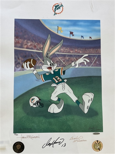 Miami Dolphins "The Hail Mary" Bugs Bunny Signed By QB Dan Marino Limited Edition 123 Of 250 