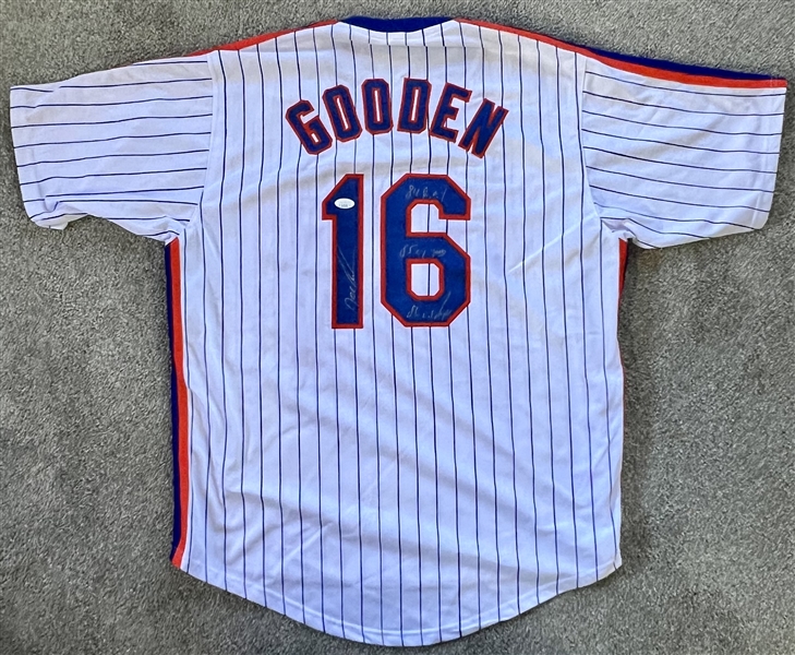 New York Mets Doc Gooden Signed Pinstripe Jersey With Inscriptions 84 ROY, 85 CY Young, 86 WS Champs -JSA