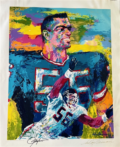 New York Giants Lawrence Taylor Signed Fine Art Serigraph By Artist Leroy Neiman  