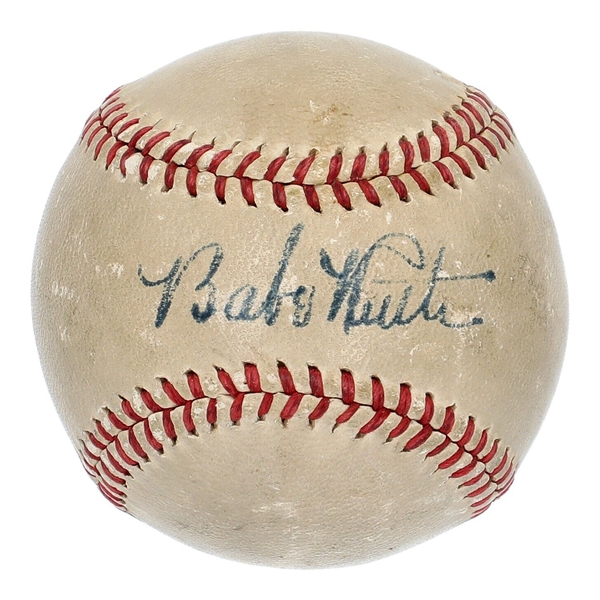 Stunning Babe Ruth Single Signed American League Baseball Bold Signature PSA DNA