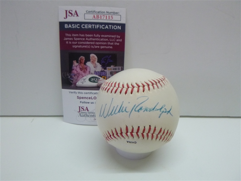 New York Yankees Willie Randolph Signed Unofficial China Baseball -JSA 