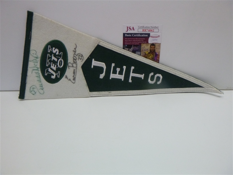 New York Jets Mini Pennant Signed By Freeman McNeil & Emerson Boozer -JSA 