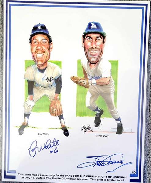 New York Yankees Roy White & LA Dodgers Steve Garvey Dual Signed 11x14 Print 