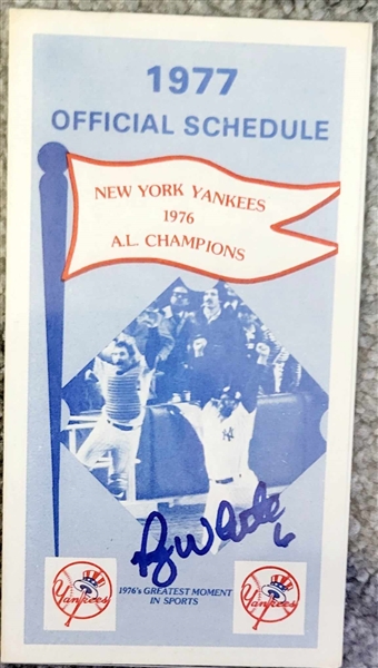 New York Yankees 1977 Schedule Signed By Roy White 