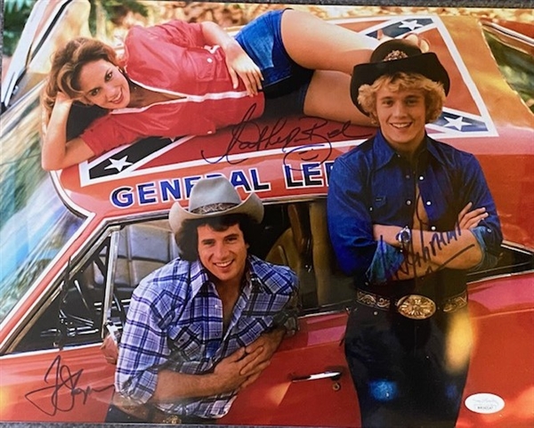 Dukes Of Hazzard 11x14 Photo Signed By Tom Wopat,John Schneider,Catherine Bach -JSA