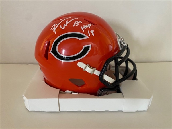 Chicago Bears Brian Urlacher Signed Alt Replica Speed Mini Helmet With HOF 18 Inscription -Beckett Hologram