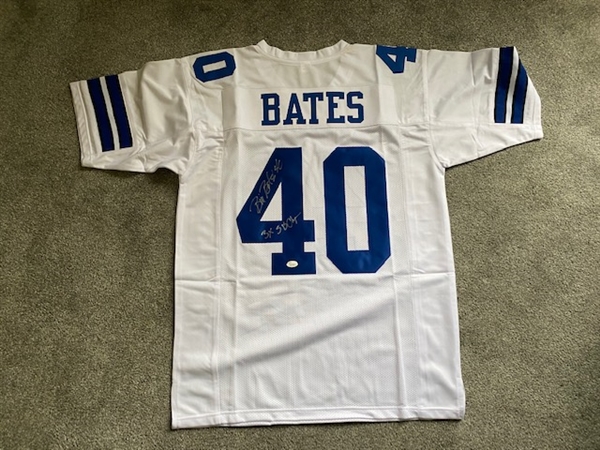 Dallas Cowboys Bill Bates Signed White Jersey With 3x SB Champs Inscription-JSA