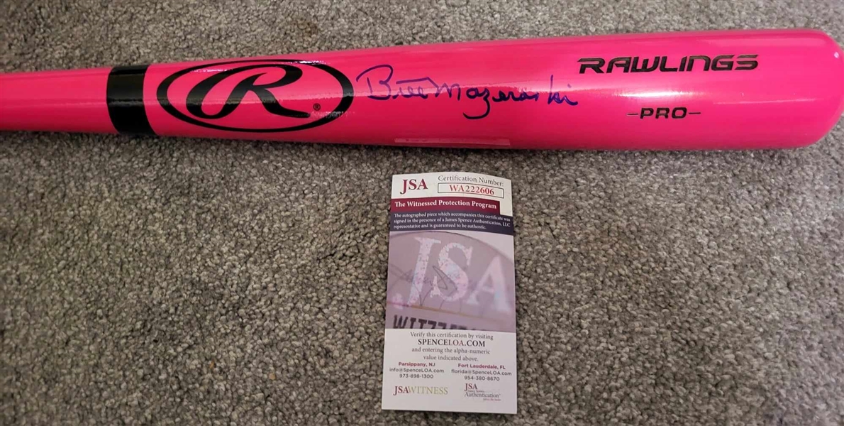 Pittsburgh Pirates Bill Mazeroski Pink Breast Cancer Signed Bat-JSA
