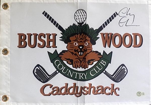 Chevy Chase Signed "Caddyshack" Pin Flag -Beckett