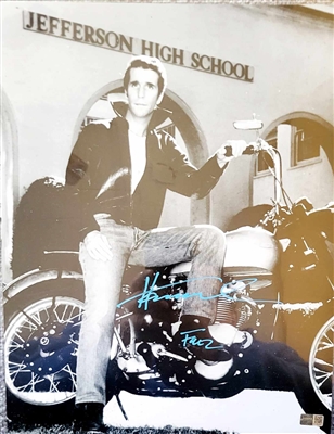 Henry Winkler "The Fonz" Signed 11x14 Photo On Motorcycle -Cx Hologram