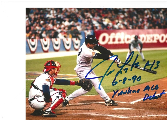 NEW YORK YANKEES JIM LEYRITZ SIGNED 8X10 PHOTO WITH INSCRIPTION 6-9-90 YANKEES MLB DEBUT