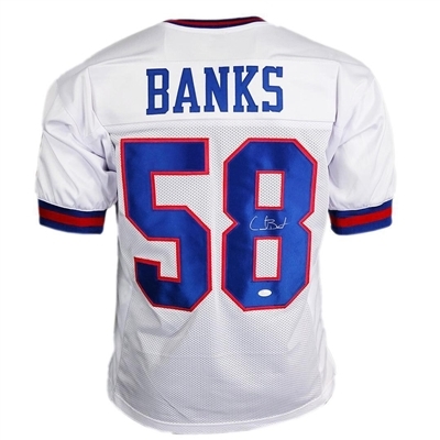 New York Giants Carl Banks Signed White Jersey -JSA