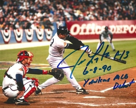 NY Yankees Jim Leyritz Signed 8x10" photo with Inscription "6/8/90 MLB Debut" Certification by Pay it Forward.