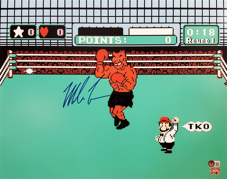 MIKE TYSON "Punch Out" Signed 16x20" Photo. Certification by Beckett Hologram.