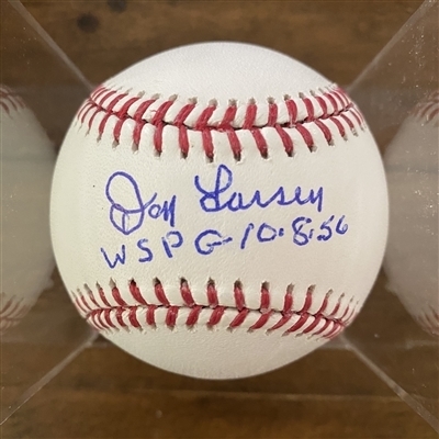 NY Yankees Don Larsen Signed Perfect Game Ball with inscription "WSPG 10/8/56" Certification by Hologram by Wish You Were Here Productions.