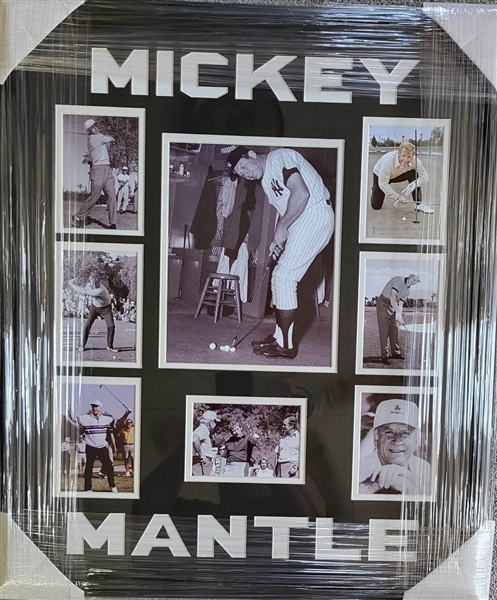 NY Yankees MICKEY MANTLE Framed Unsigned Golf Collage 22x27"