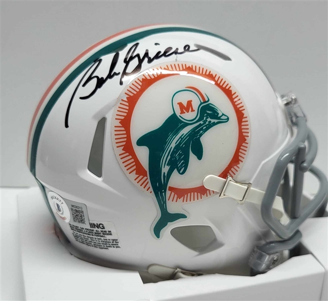 Miami Dolphins BOB GRIESE Signed Replica Mini Helmet. Certification by Beckett Hologram.