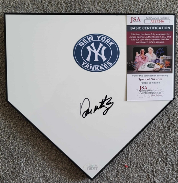 NY Yankees DON MATTINGLY Signed Mini Wooden Home Plate. Certification by JSA.