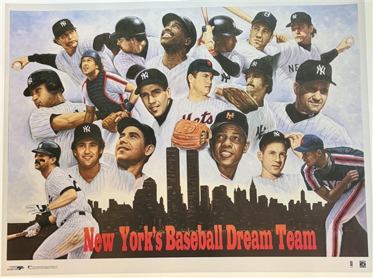 New Yorks Baseball Dream Team Lithograph Unsigned