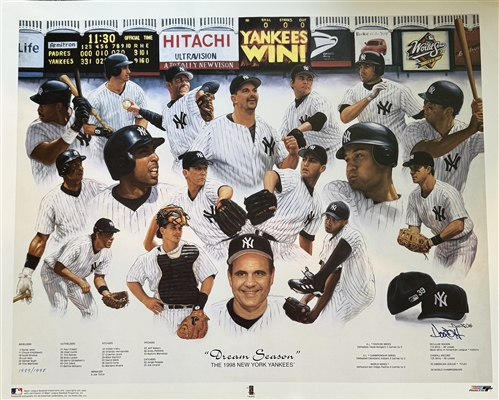 NY Yankees 1998 Dream Season unsigned Lithograph 24.5x20" by artist Doo S Oh. Limited Edition.