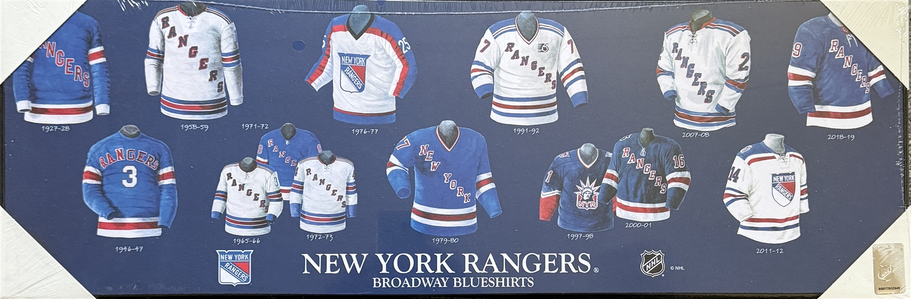 NY Rangers "Broadway Blueshirts" Unsigned Jerseys Wooden Sign