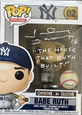 NY Yankees BABE RUTH Funko POP! Signed by JOHNNY DAMON with inscription "The House That Ruth Built". Certification by JSA Hologram.