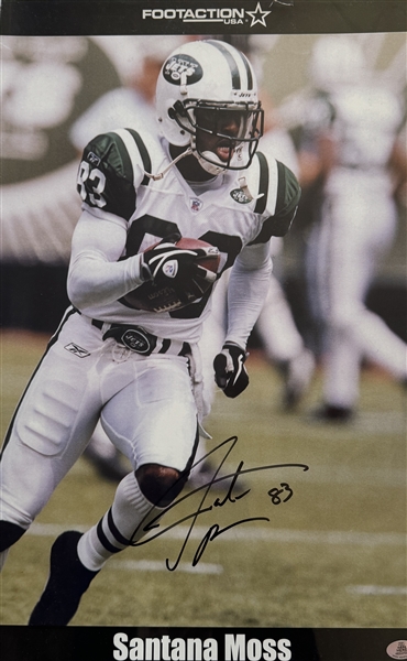 NY Jets SANTANA MOSS #83 Signed Photo 11x17". Certification by Wish You Were Productions Hologram.