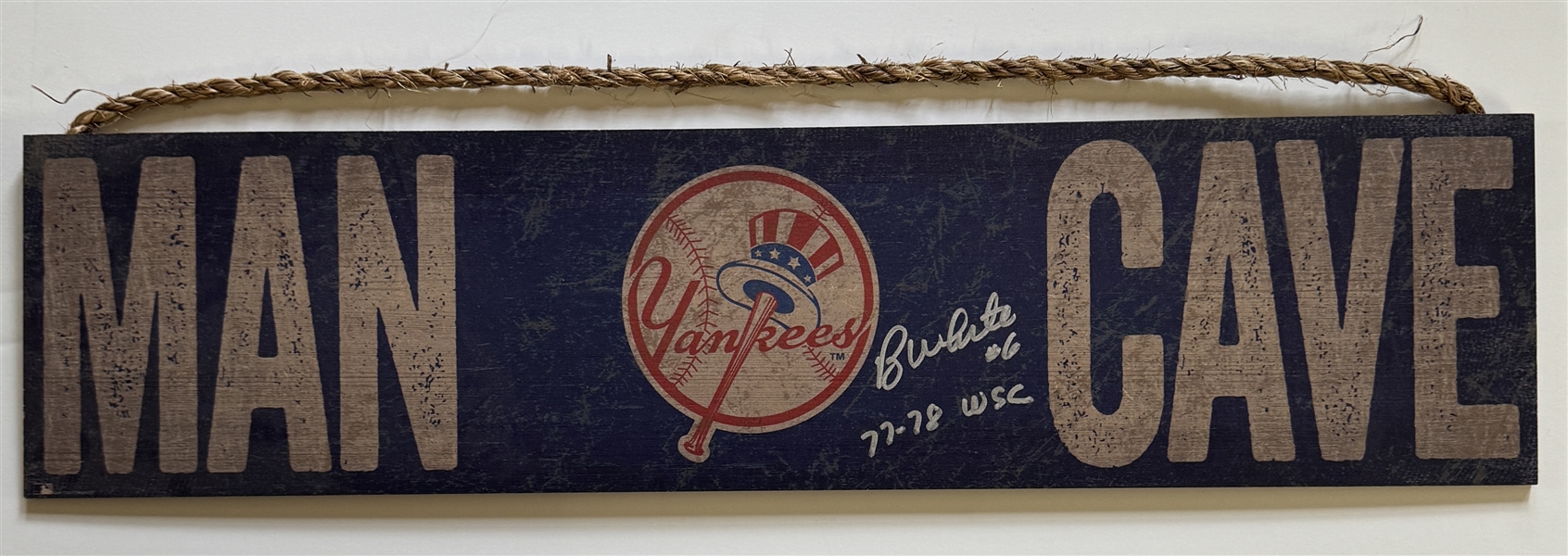 NY Yankees Man Cave Wooden Sign Signed by ROY WHITE #6. Certification by Pay It Forward.