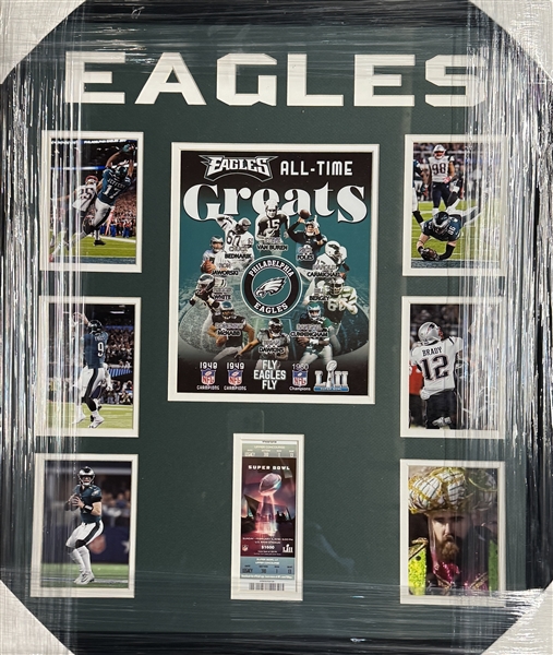 Philadelphia Eagles "All Time Greats" Unsigned Framed Collage 22x27"