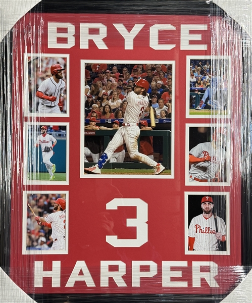 Philadelphia Phillies BRYCE HARPER #3 Unsigned Framed Collage 22x27"