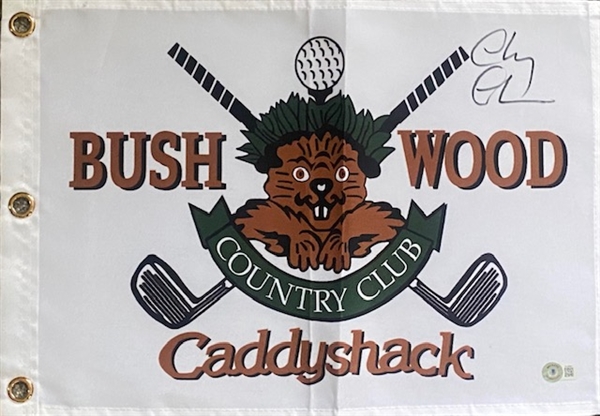 Caddyshack Golf Pin Flag signed by CHEVY CHASE. Certification by Beckett Hologram.