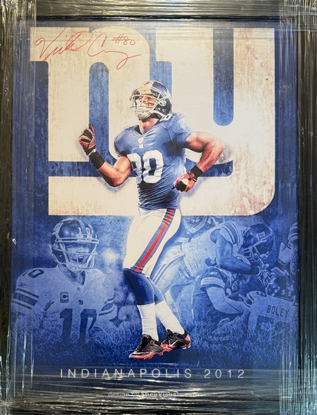 NY Giants "Indianapolis 2012" Lithograph 26x20" Signed by VICTOR CRUZ #80. Certification by Pay It Forward.