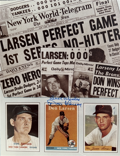 NY Yankees Don Larsen Perfect Gamed Signed Photo 8x10" with inscription "Best Wishes". Certification by Pay It Forward.